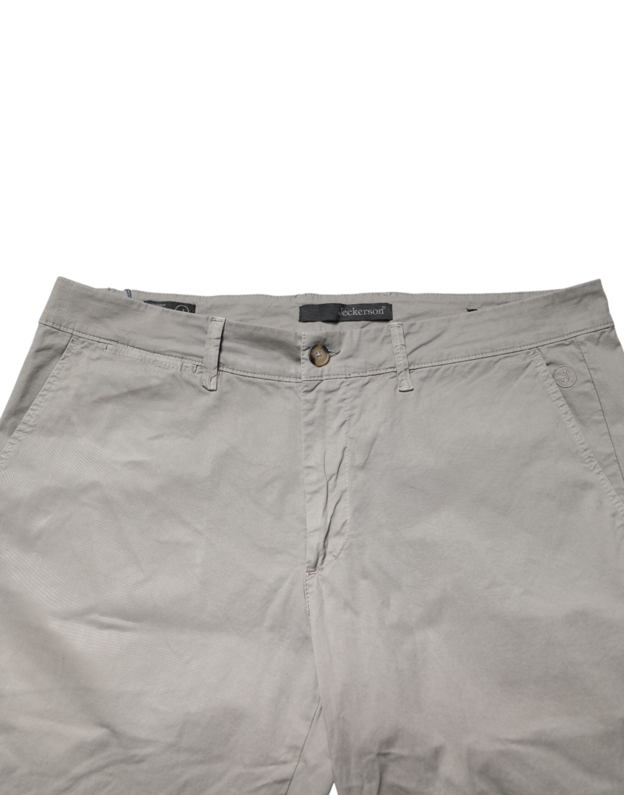 Jeckerson Gray Cotton Stretch Tapered Fit Men Chino Trouser Pants