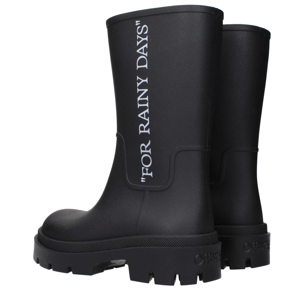 Off-White Black Cotton Ankle Boots