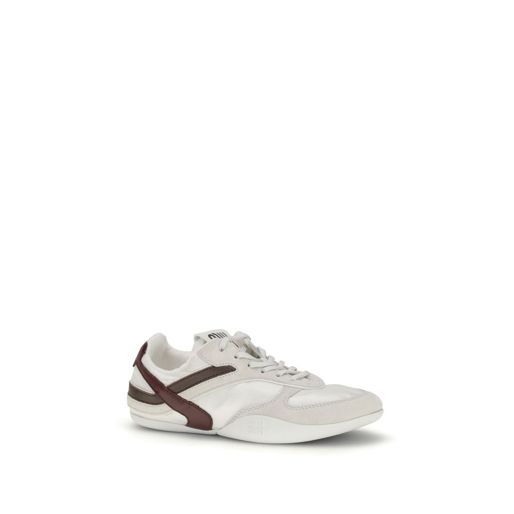 Miu Miu White Calf Leather Bos Taurus Athletic Sneakers