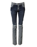 Dolce & Gabbana Blue Two Tone Cotton Men Skinny Denim Jeans
