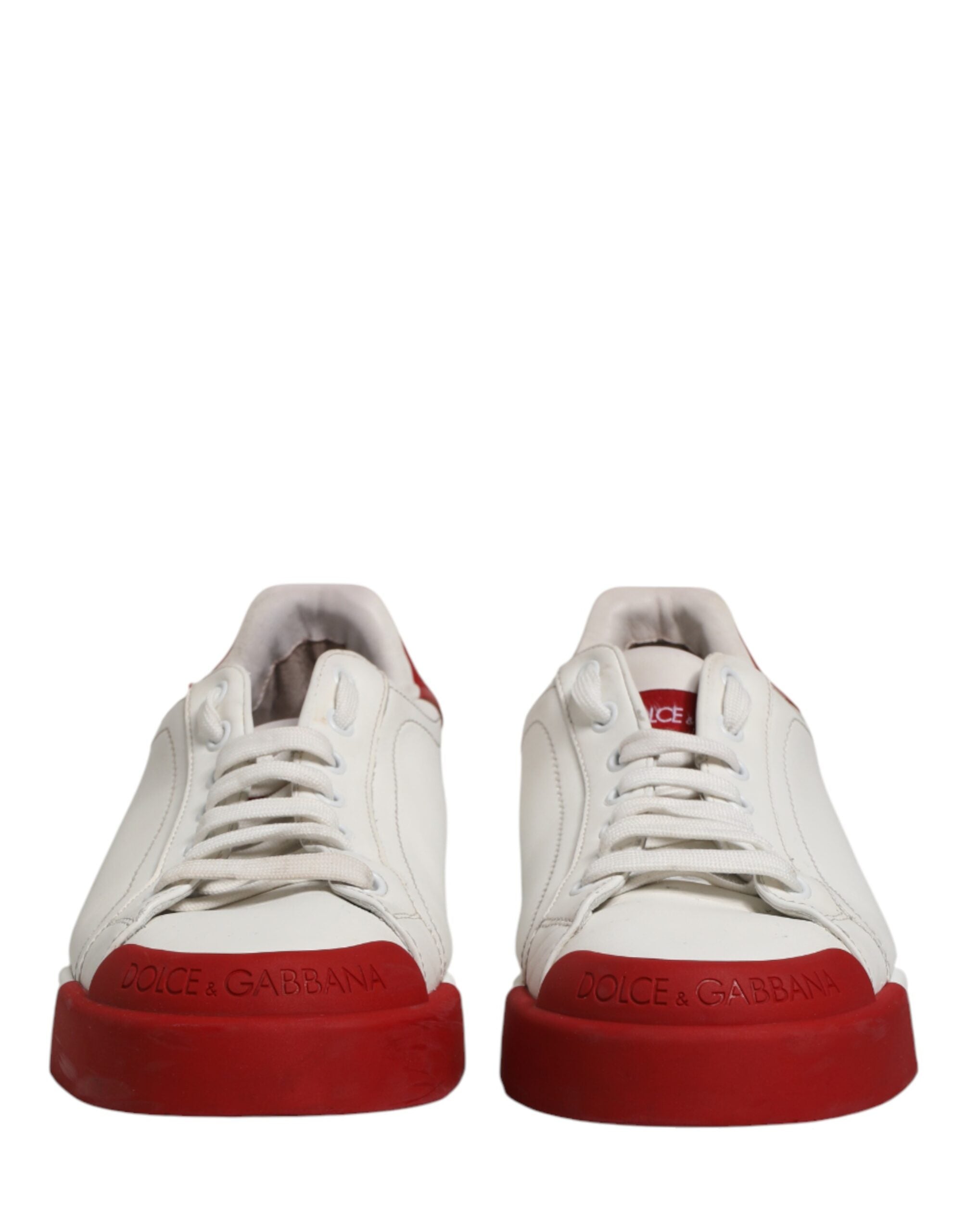Dolce & Gabbana Black Red Leather Men Low Top Sneakers Shoes