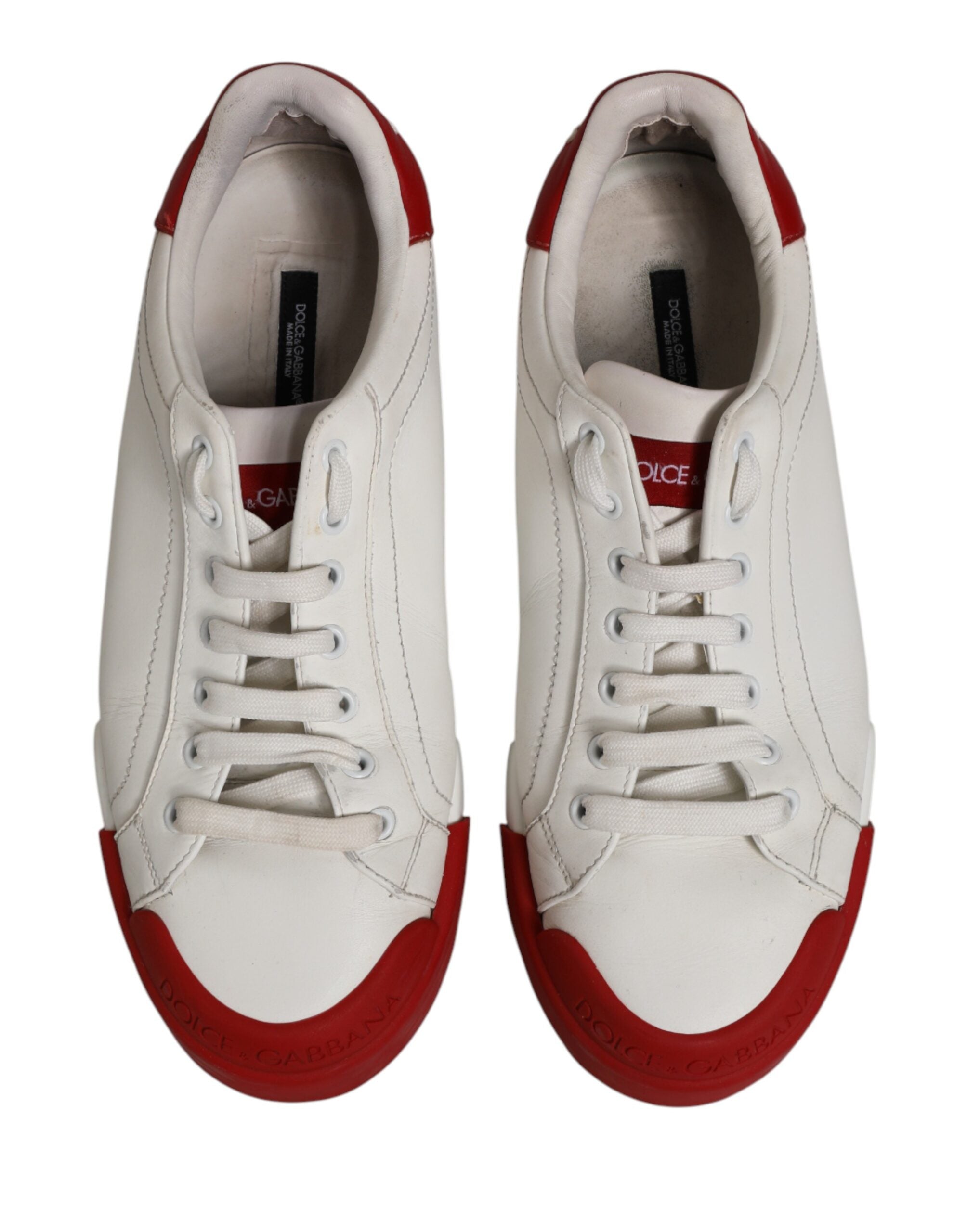 Dolce & Gabbana Black Red Leather Men Low Top Sneakers Shoes