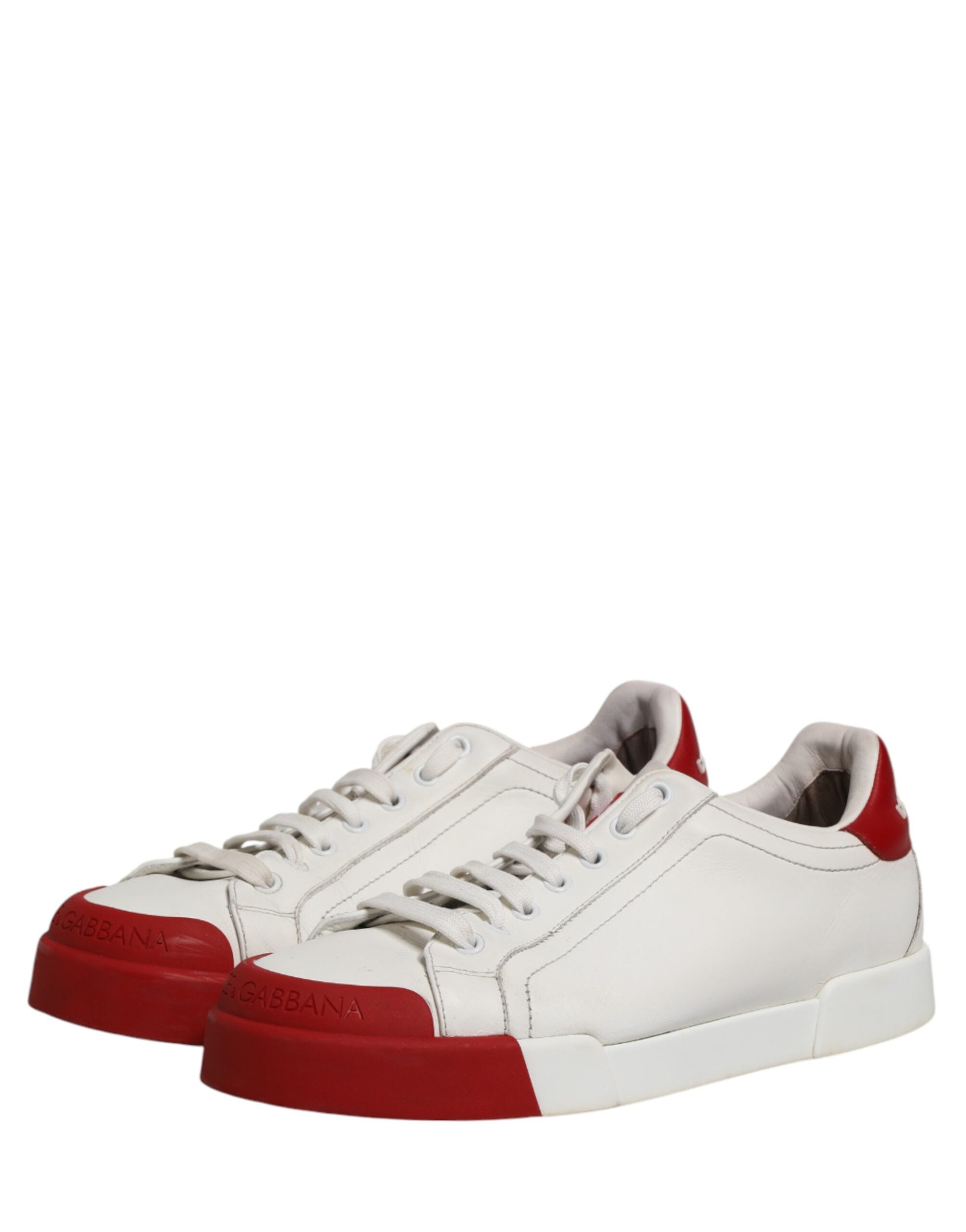 Dolce & Gabbana Black Red Leather Men Low Top Sneakers Shoes