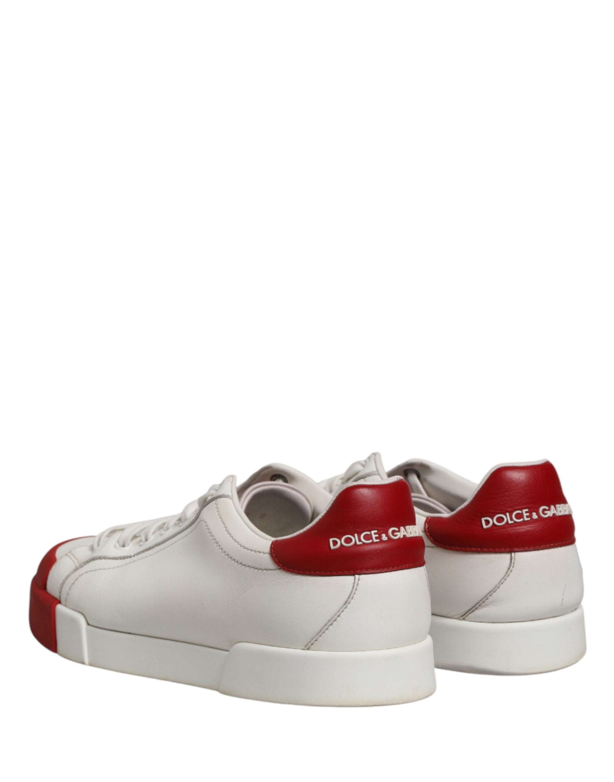 Dolce & Gabbana Black Red Leather Men Low Top Sneakers Shoes