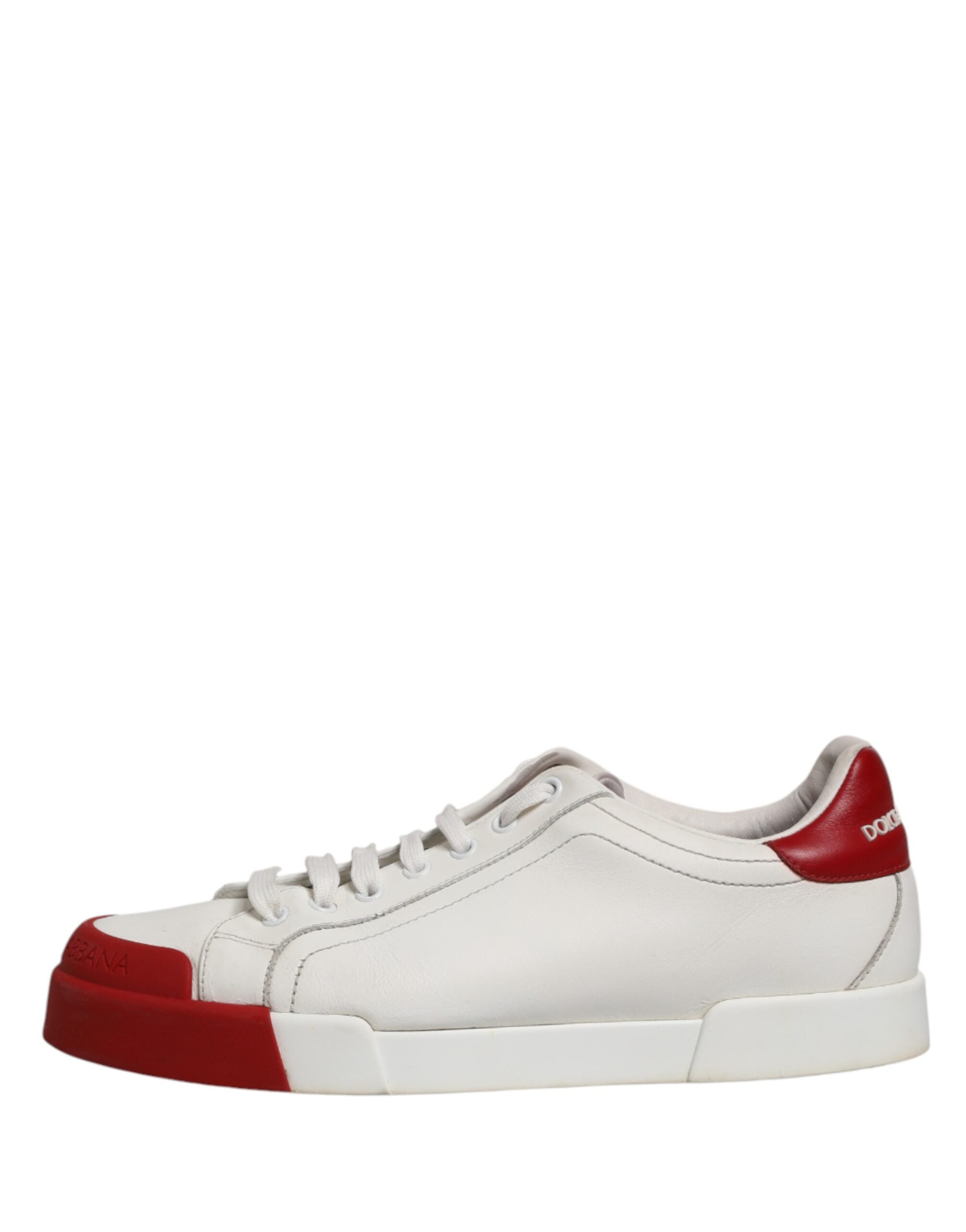 Dolce & Gabbana Black Red Leather Men Low Top Sneakers Shoes