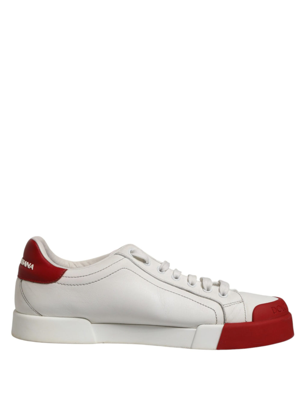 Dolce & Gabbana Black Red Leather Men Low Top Sneakers Shoes
