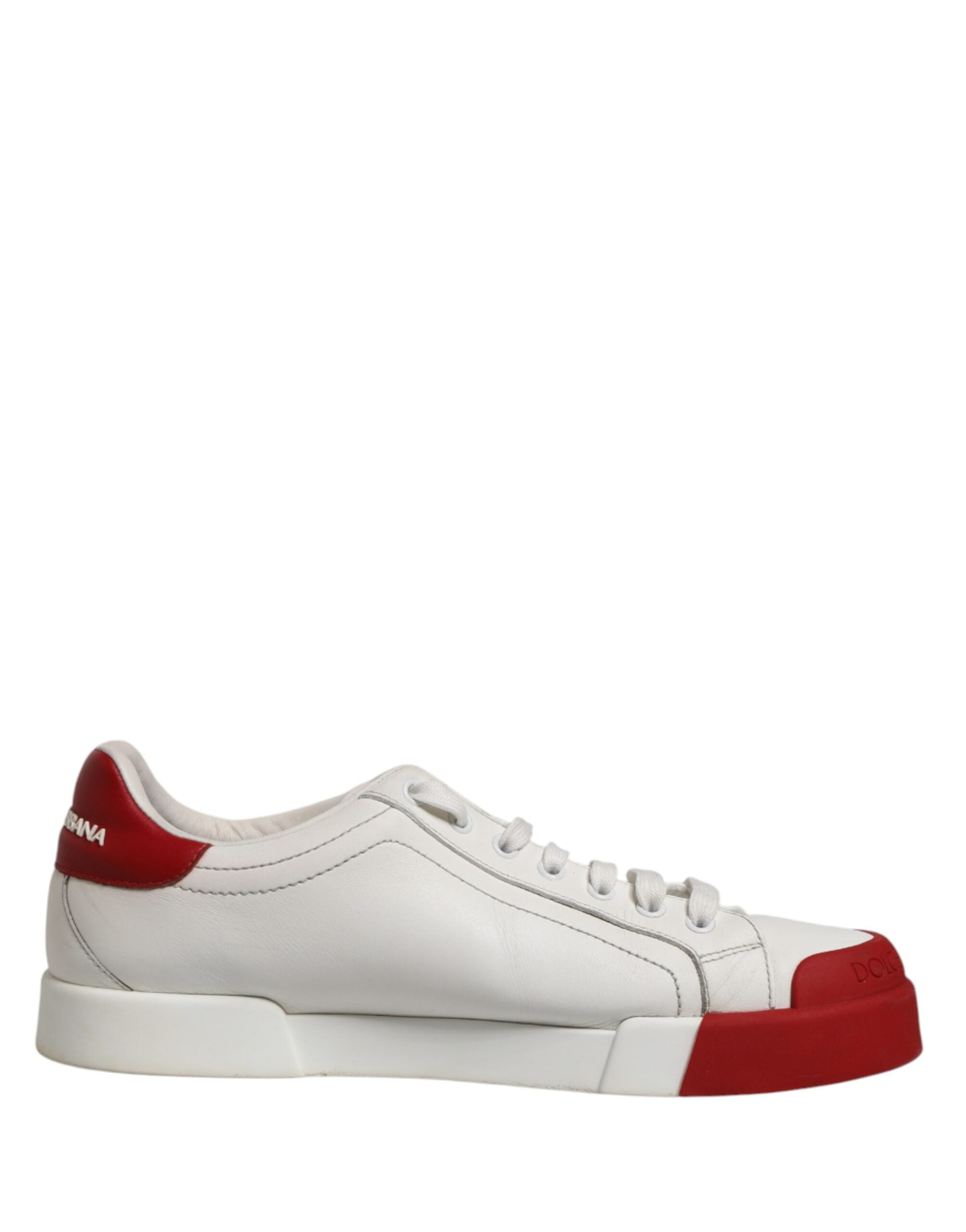 Dolce & Gabbana Black Red Leather Men Low Top Sneakers Shoes