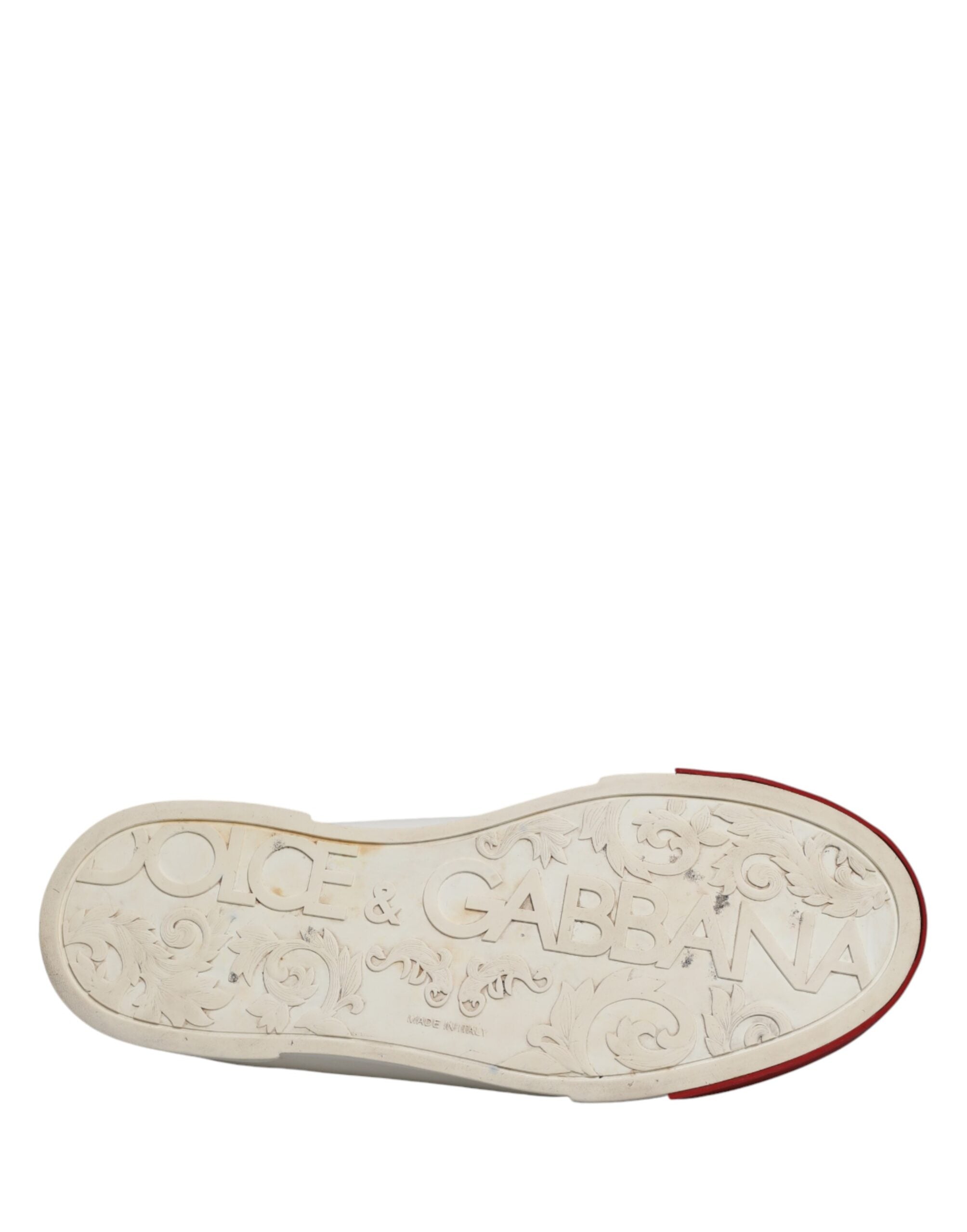 Dolce & Gabbana Black Red Leather Men Low Top Sneakers Shoes