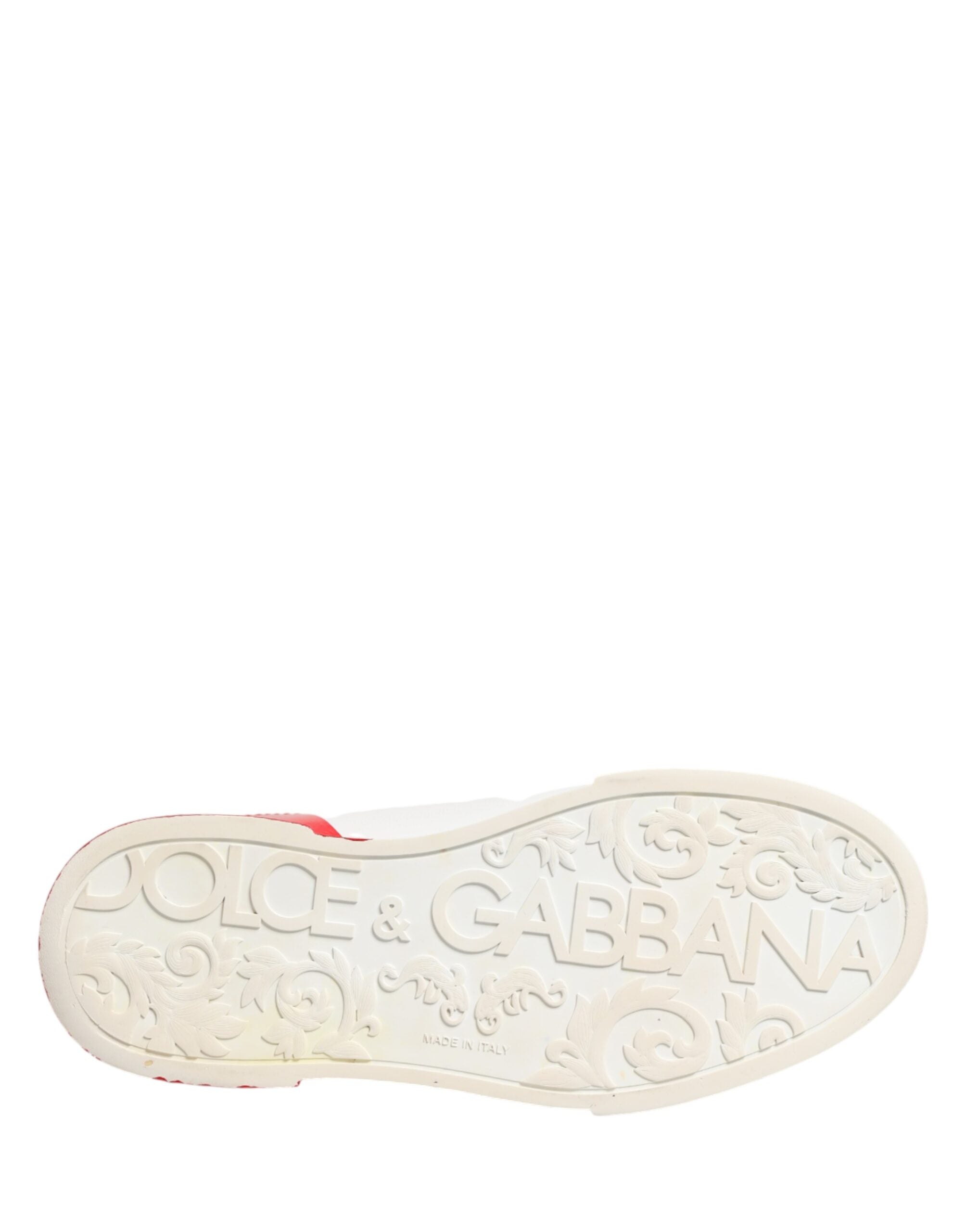 Dolce & Gabbana White Red Portofino Low Top Men Sneakers Shoes