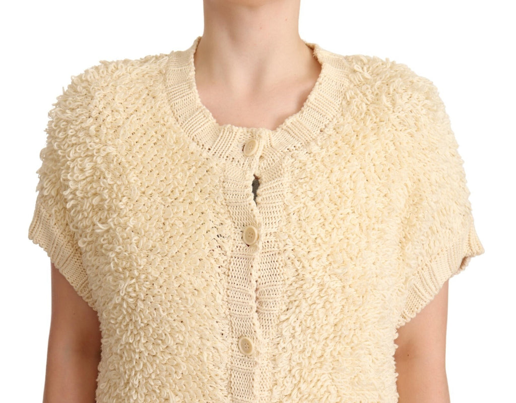 Philosophy Beige Black Short Sleeve Button Cardigan Sweater