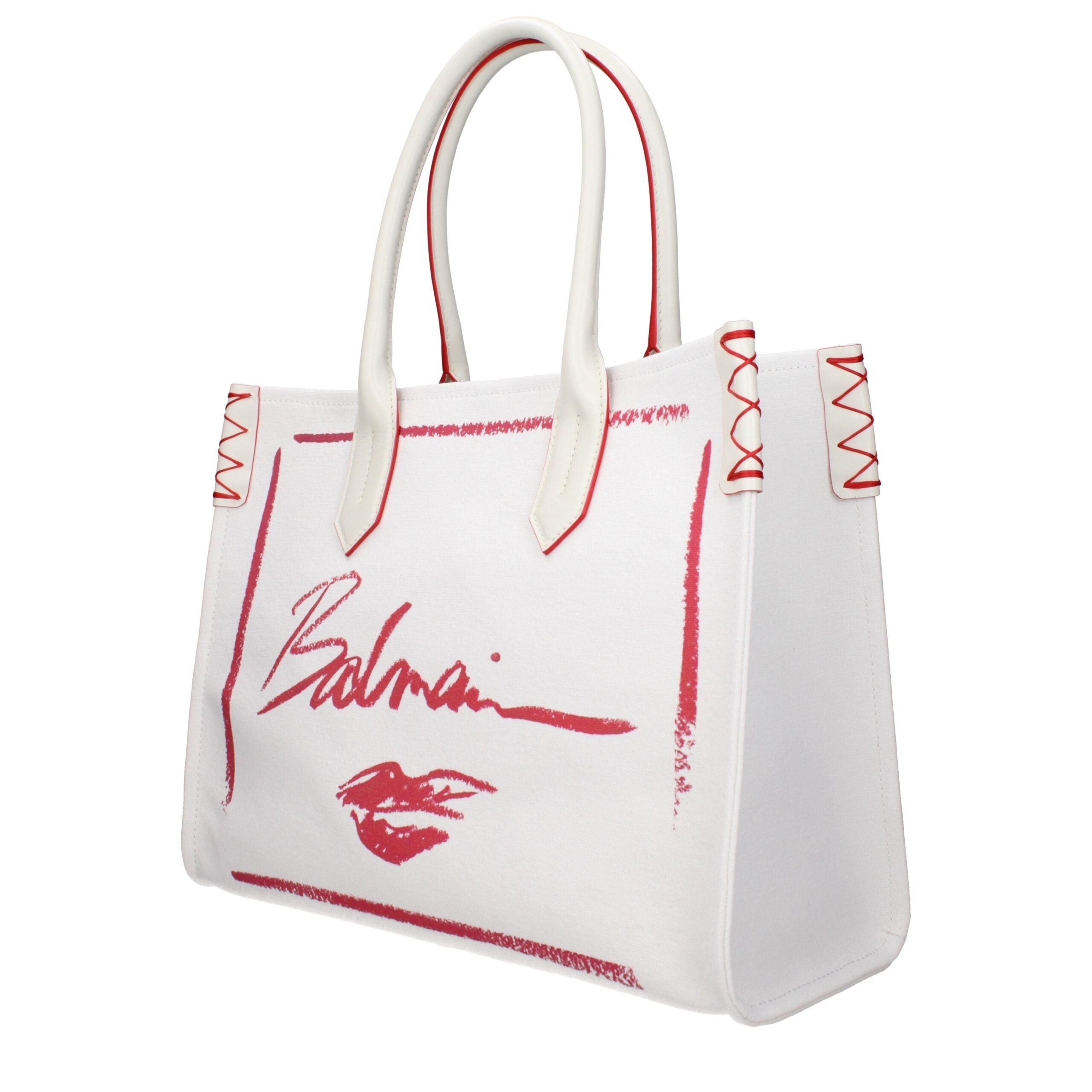 Balmain White Fabric Handbag
