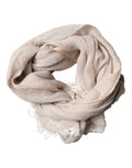 Dolce & Gabbana Beige Linen Neck Wrap Men Shawl Fringe Scarf