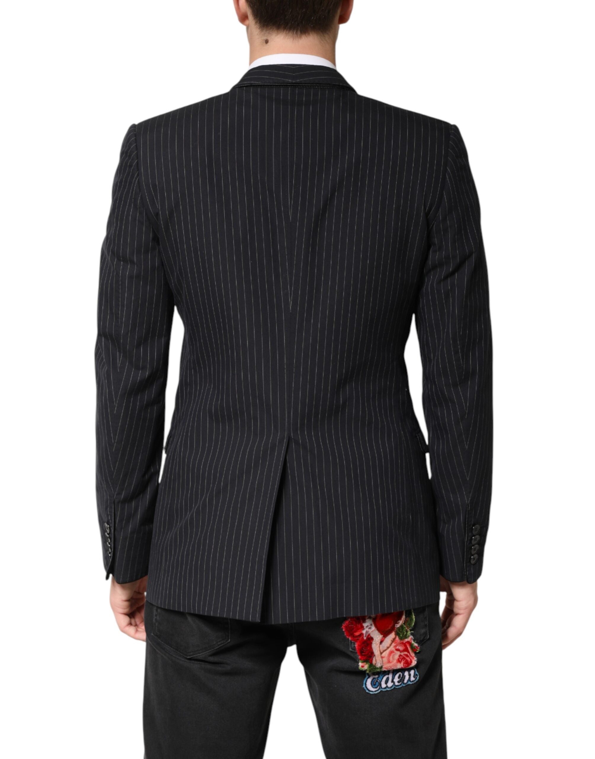 Dolce & Gabbana Dark Gray Stripes 1 Button Suit Jacket Blazer
