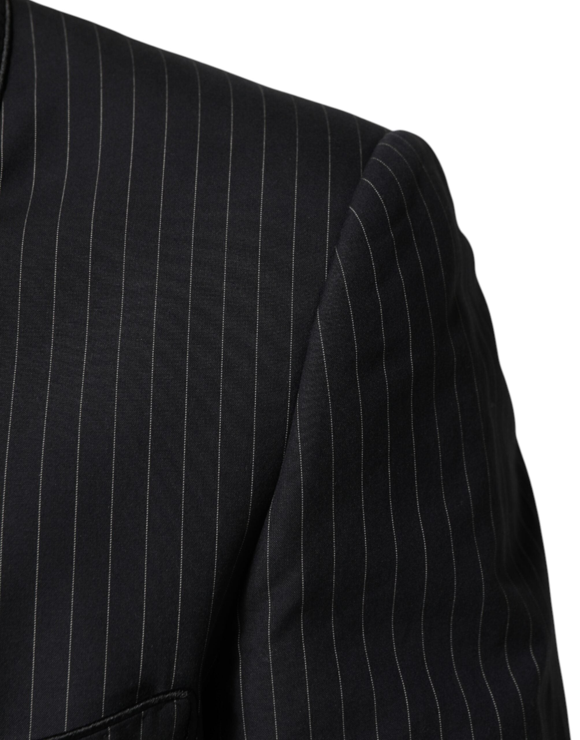 Dolce & Gabbana Dark Gray Stripes 1 Button Suit Jacket Blazer