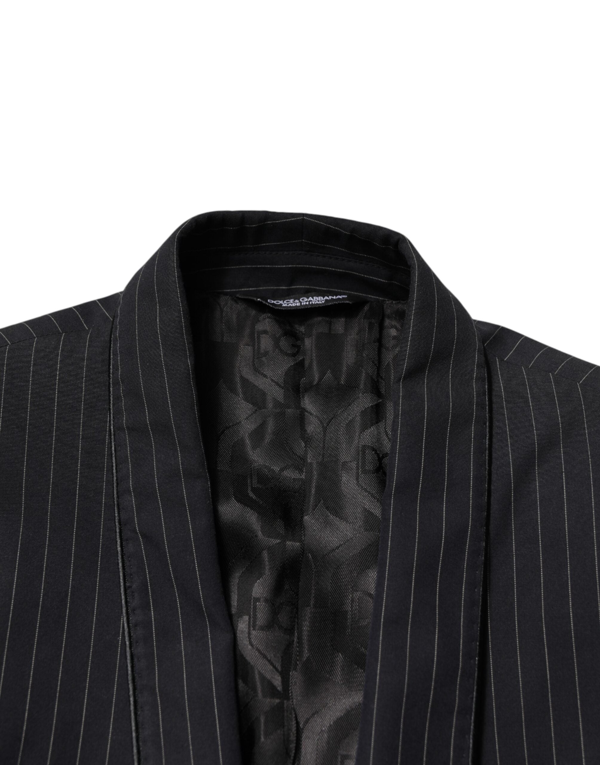 Dolce & Gabbana Dark Gray Stripes 1 Button Suit Jacket Blazer