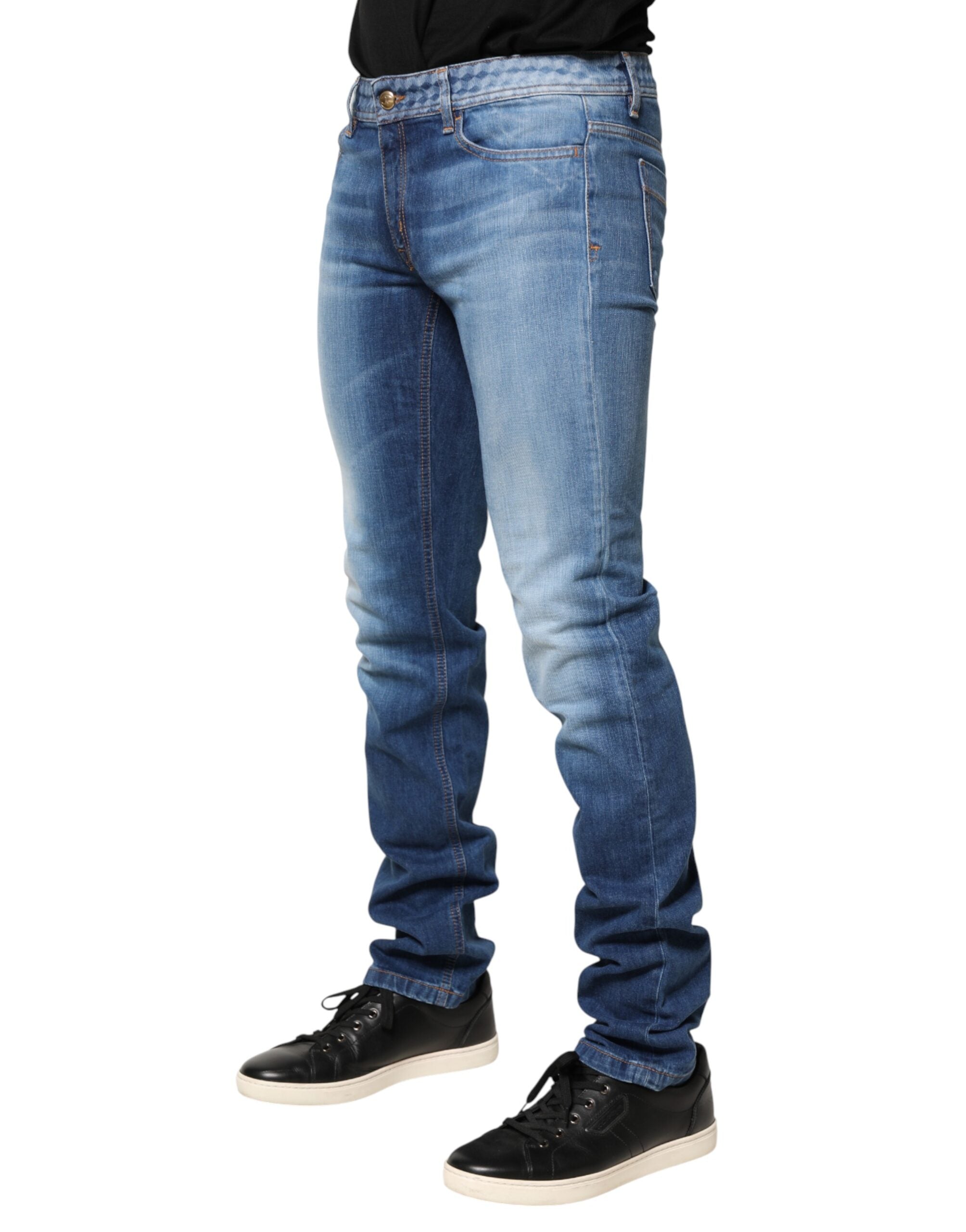 Just Cavalli Blue Washed Mid Waist Skinny Denim Trouser Jeans