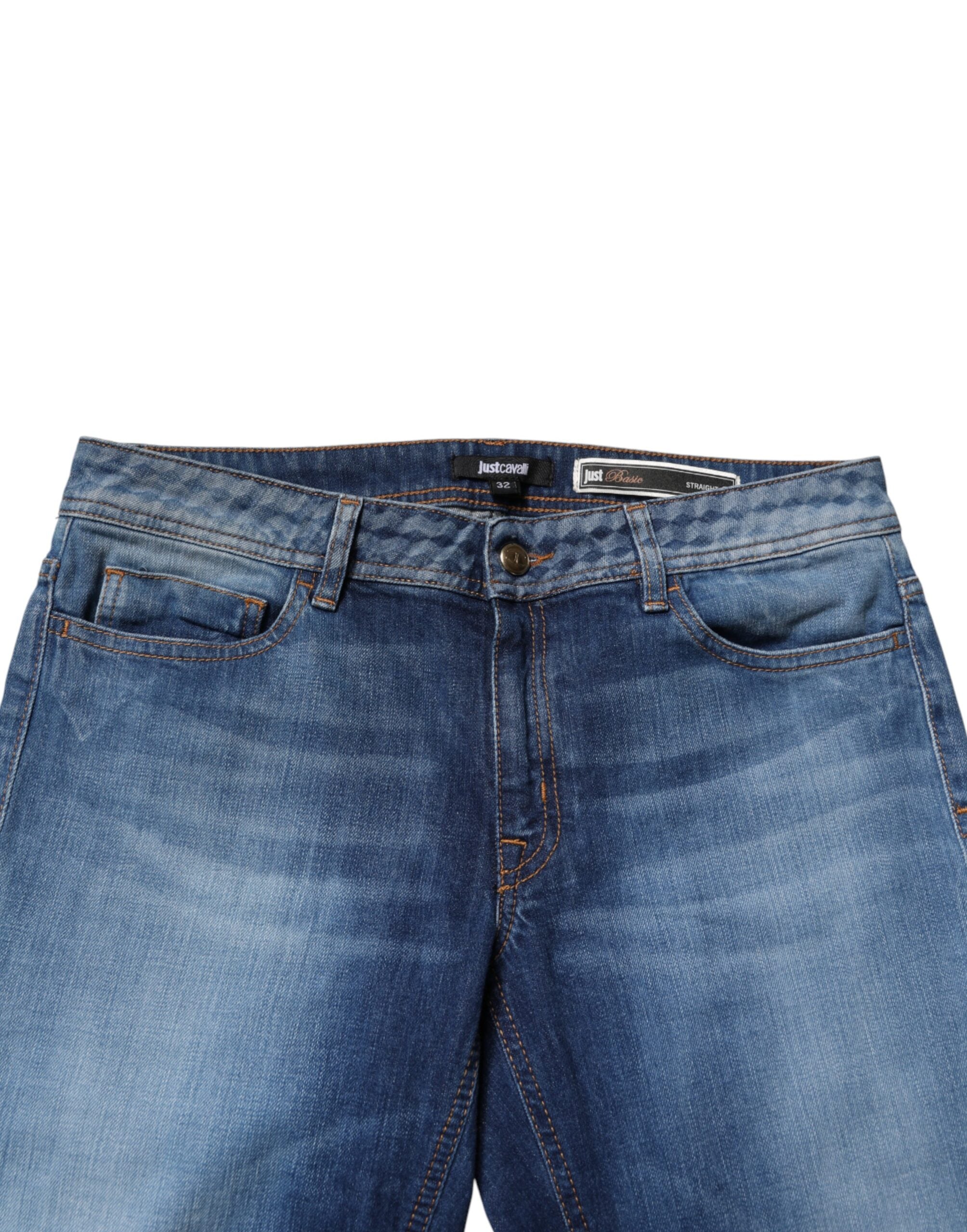 Just Cavalli Blue Washed Mid Waist Skinny Denim Trouser Jeans