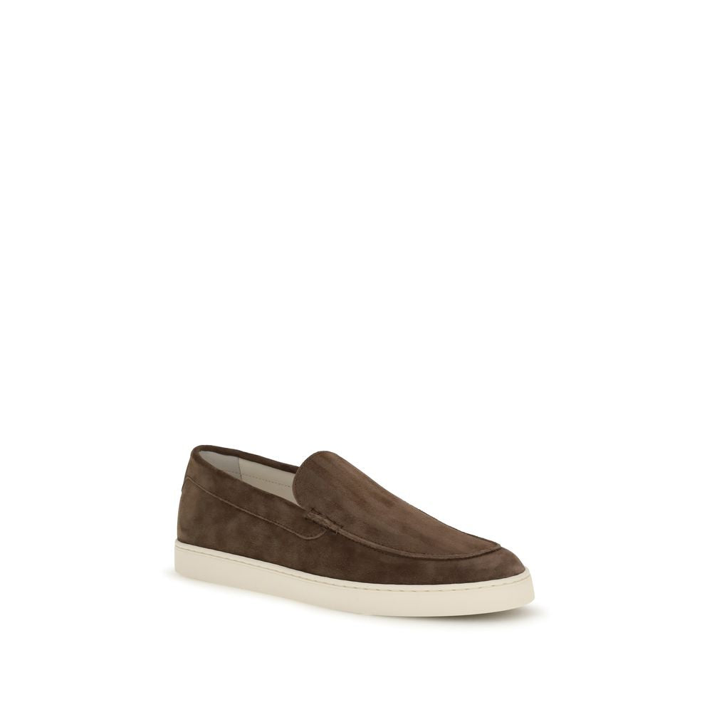 Brunello Cucinelli Brown Calf Leather Bos Taurus Slip-On Loafers