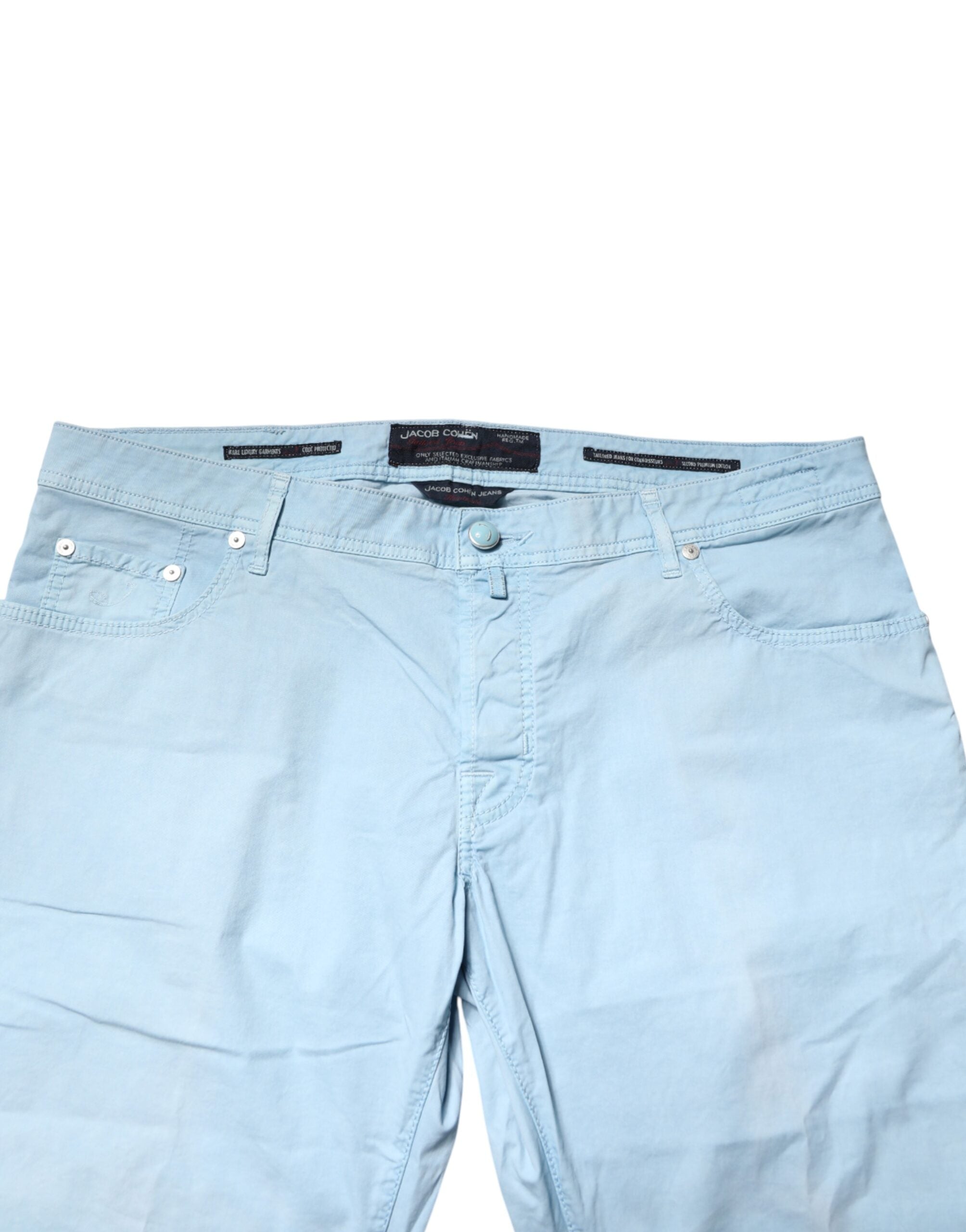 Jacob Cohen Light Blue Cotton Straight Fit Men Denim Jeans