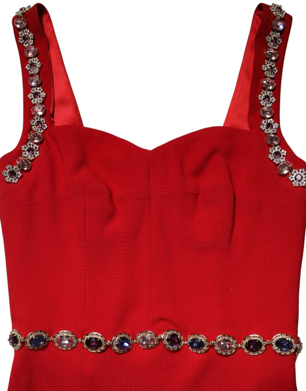 Dolce & Gabbana Red Crystals Sheath Mermaid Long Gown Dress