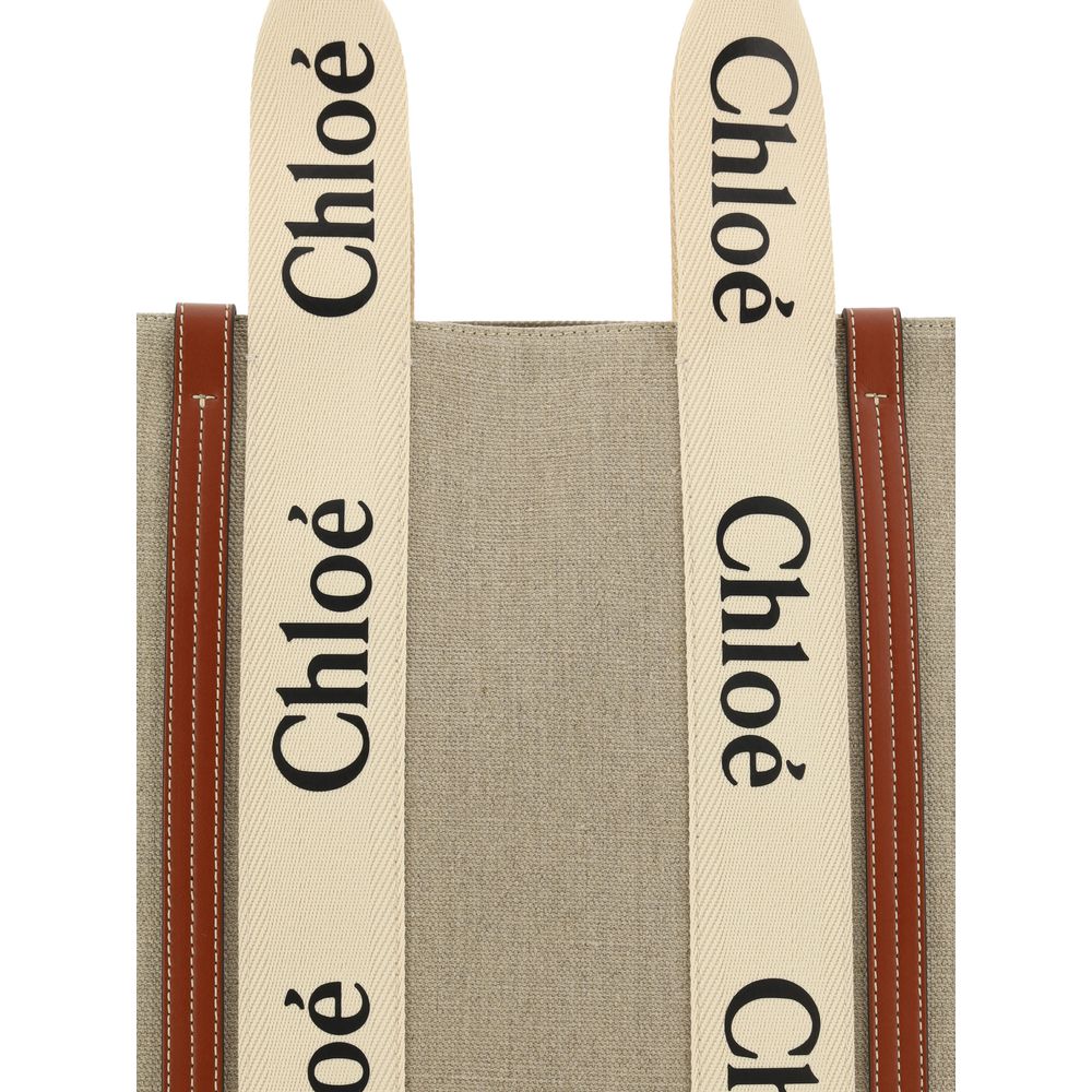 Chloé Beige Linen Shoulder Bag