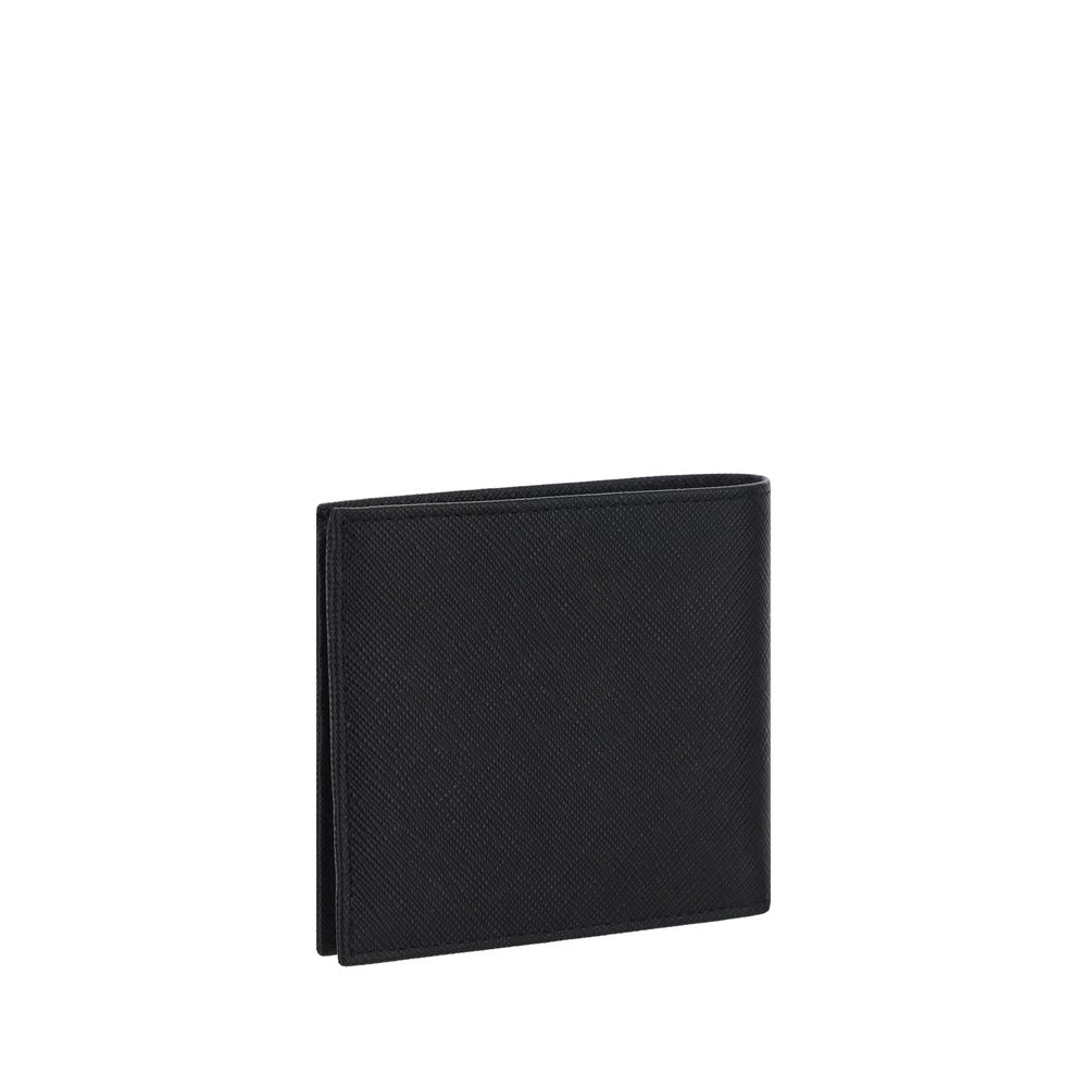 Prada Black Calf Leather Bos Taurus Wallet