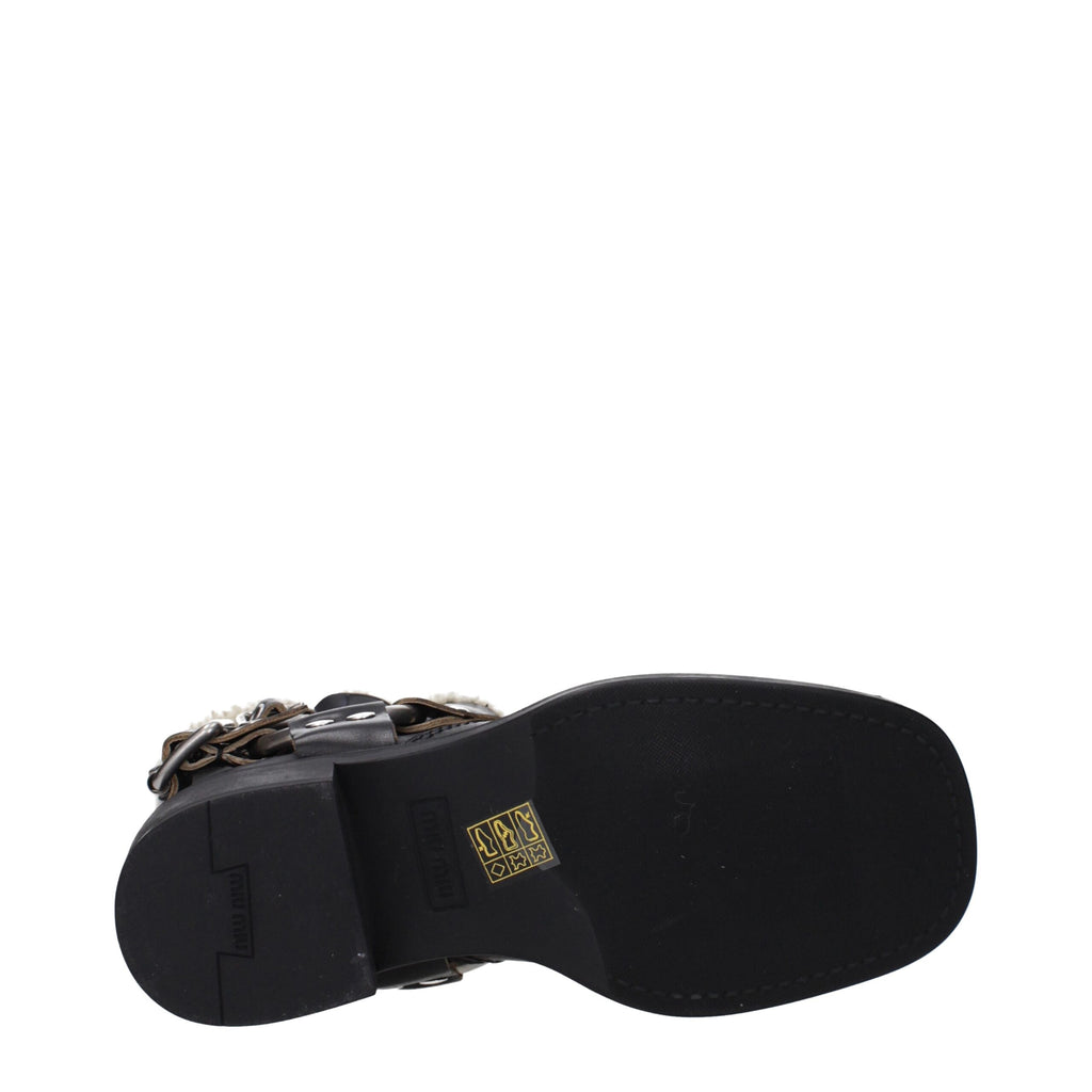 Miu Miu Black Leather Ankle Boots
