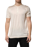 Dolce & Gabbana Off White Cotton Blend Men Henley T-shirt