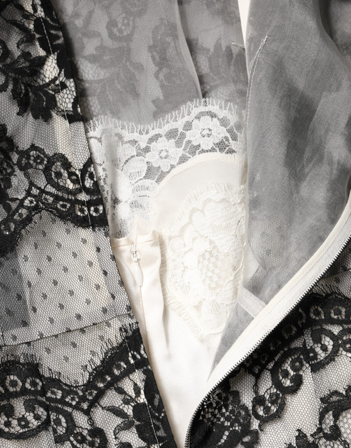 Dolce & Gabbana Black White Lace Silk Blend MaxiSheath Dress