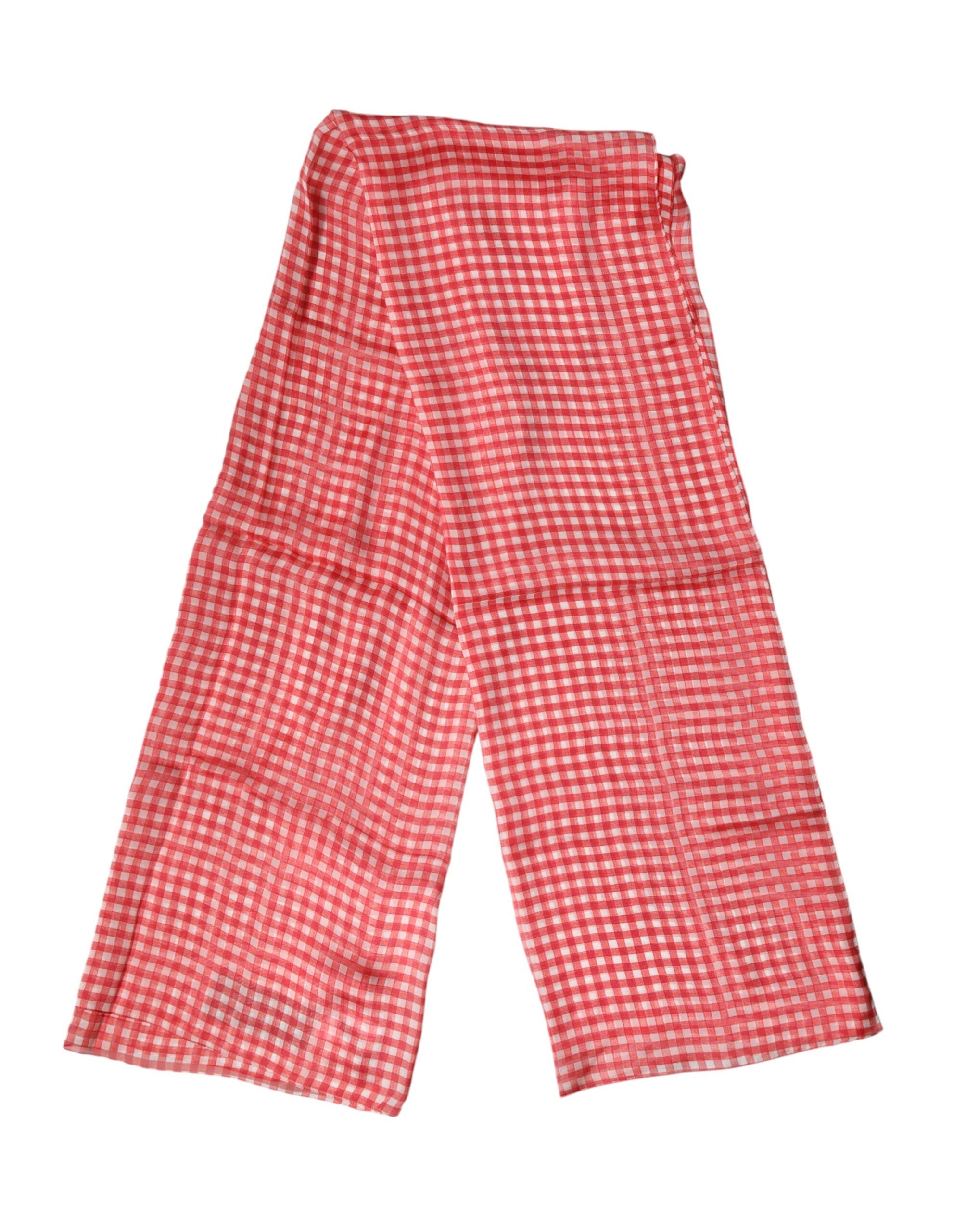 Dolce & Gabbana Red Checkered Plaid Neck Wrap Shawl  Scarf