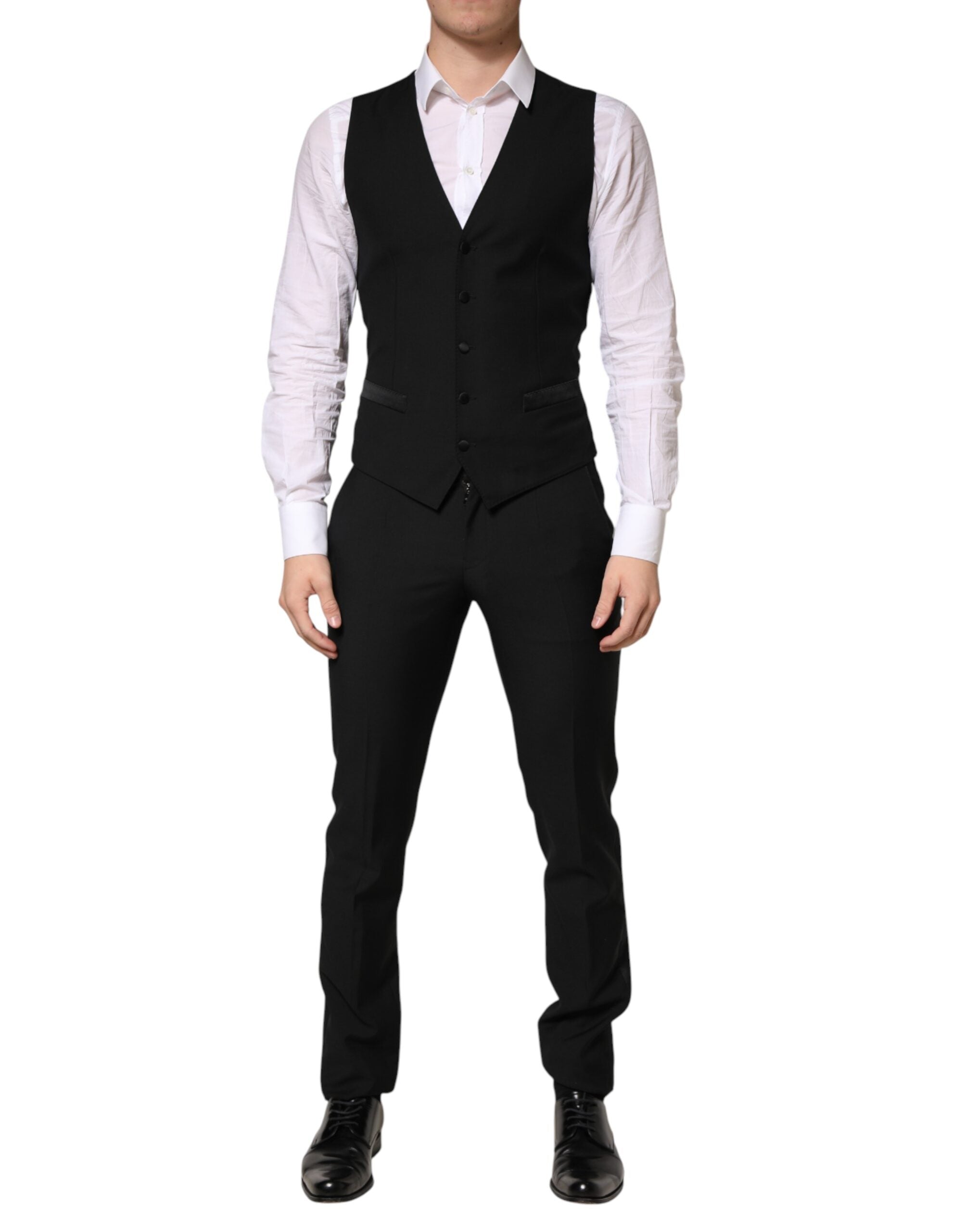 Dolce & Gabbana Dark Gray Wool Single Breasted 3 Piece Men Suit