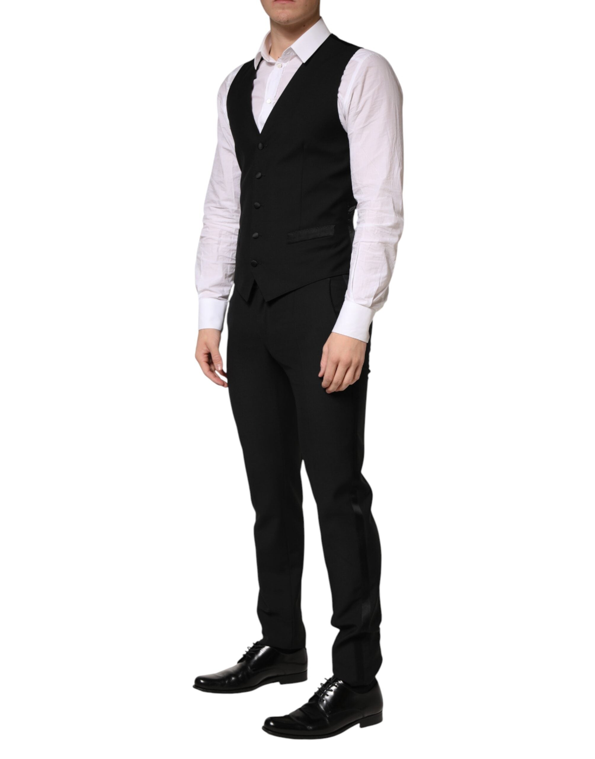 Dolce & Gabbana Dark Gray Wool Single Breasted 3 Piece Men Suit