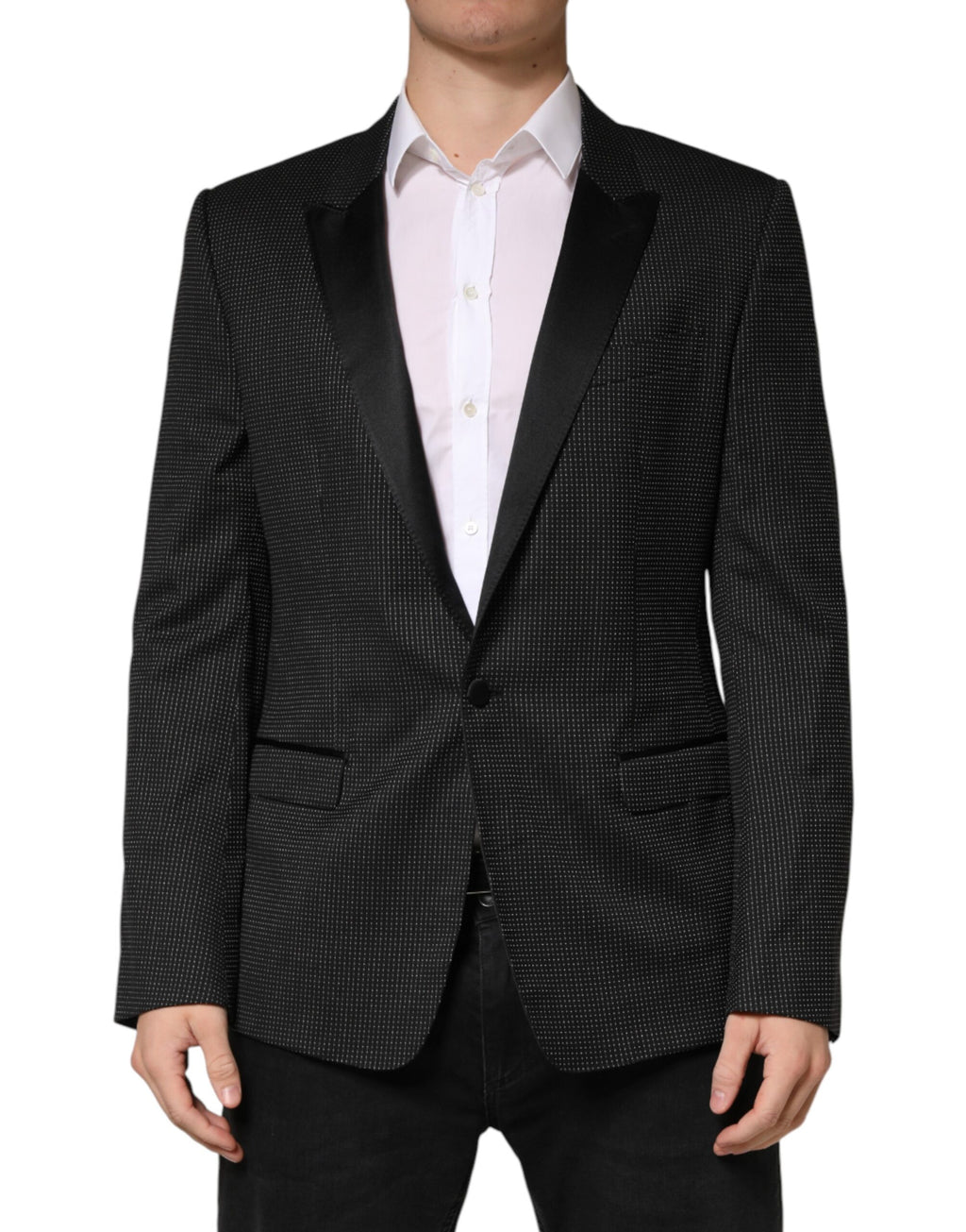 Dolce & Gabbana Dark Gray Fantasy Single Breasted Jacket Blazer