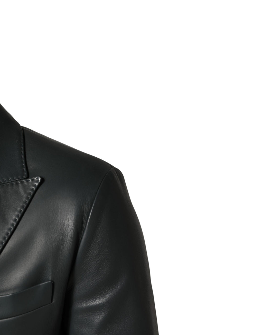 Dolce & Gabbana Dark Gray Leather Double Breasted 2Button Blazer