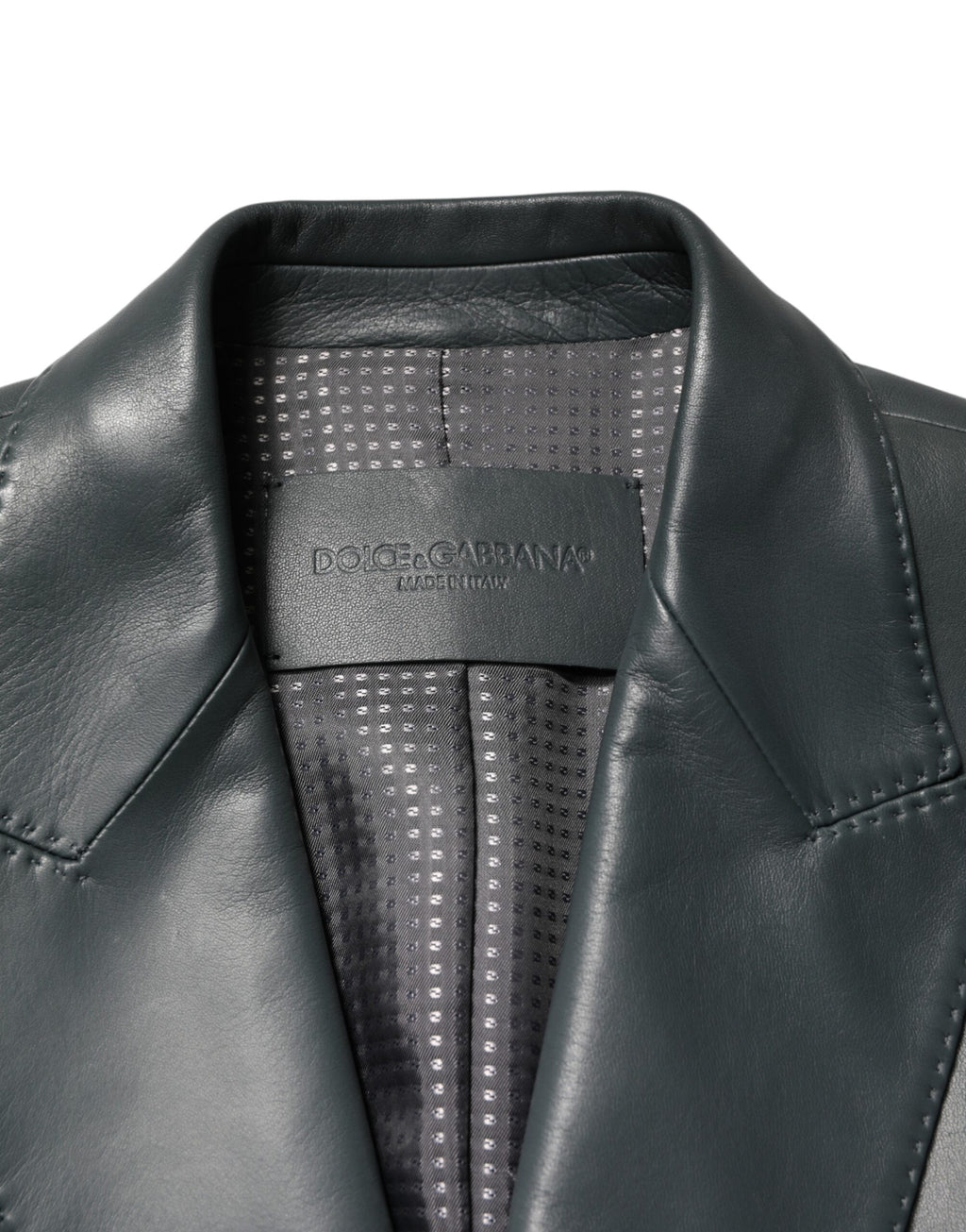 Dolce & Gabbana Dark Gray Leather Double Breasted 2Button Blazer
