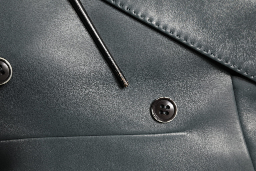 Dolce & Gabbana Dark Gray Leather Double Breasted 2Button Blazer