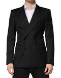 Dolce & Gabbana Dark Gray Stripes Double Breasted 2Button Blazer