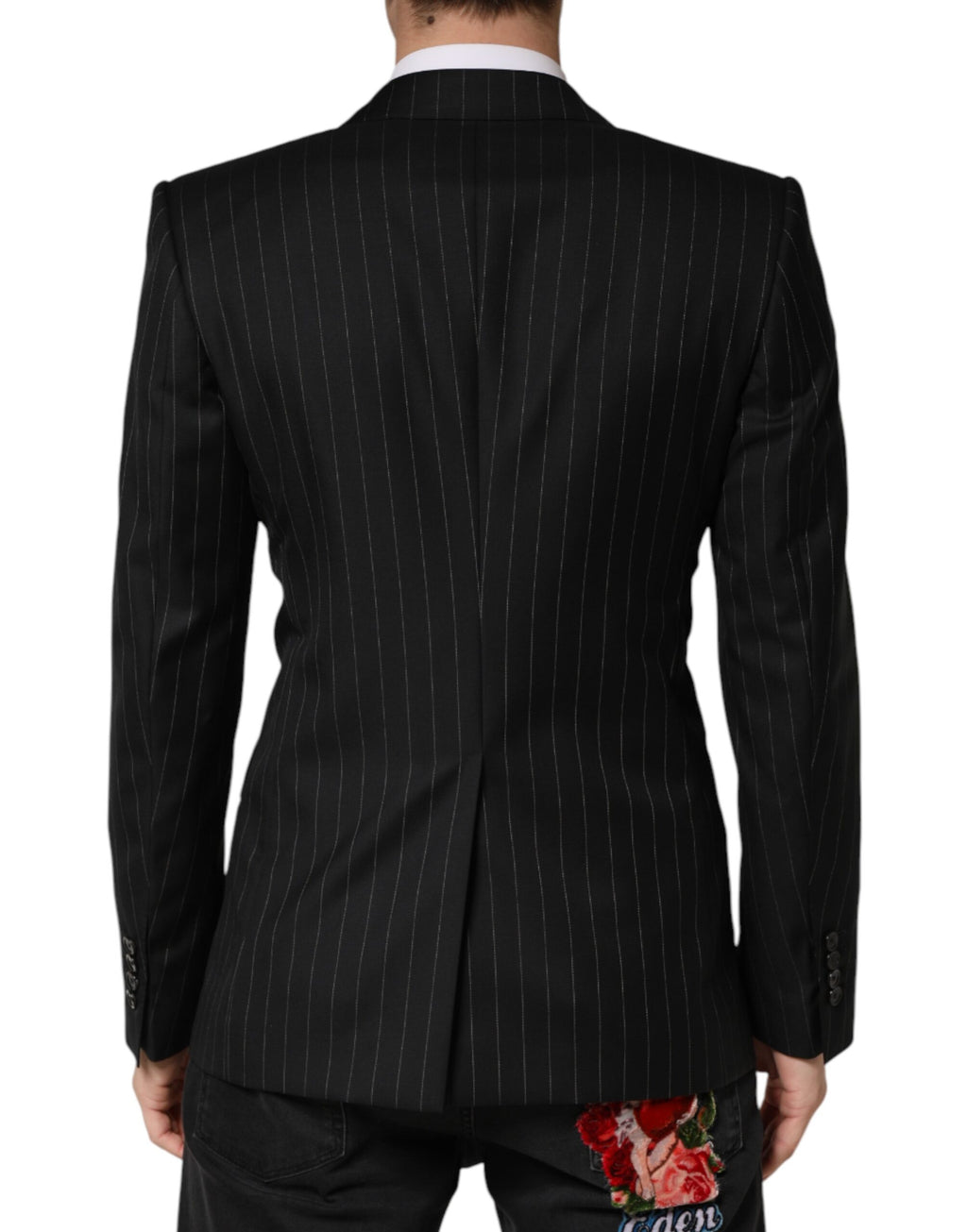 Dolce & Gabbana Dark Gray Stripes Double Breasted 2Button Blazer