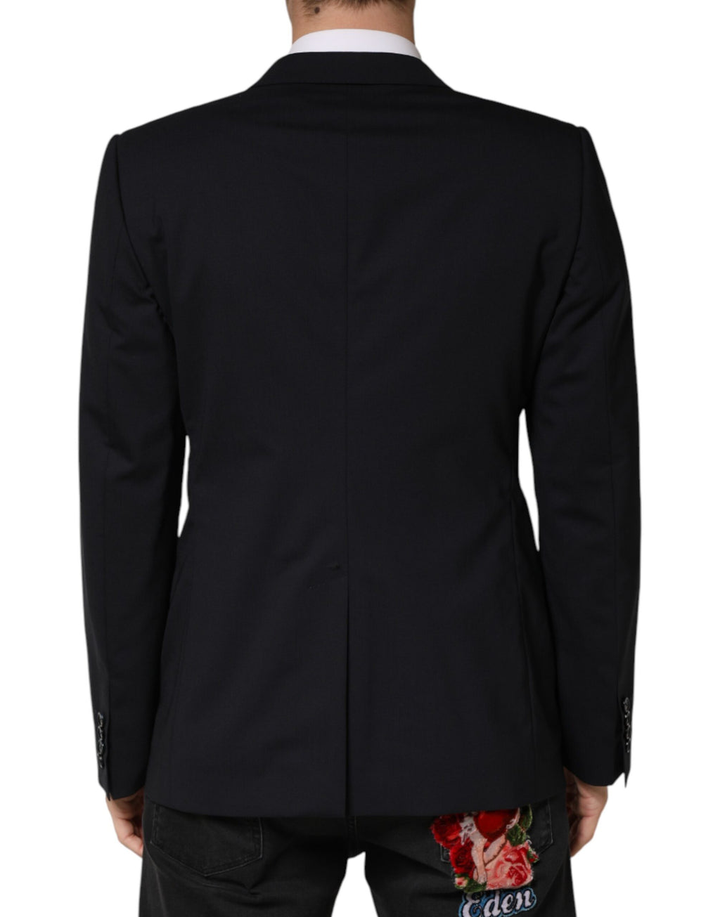 Dolce & Gabbana Dark Blue Wool Single Breasted 2 Button Blazer