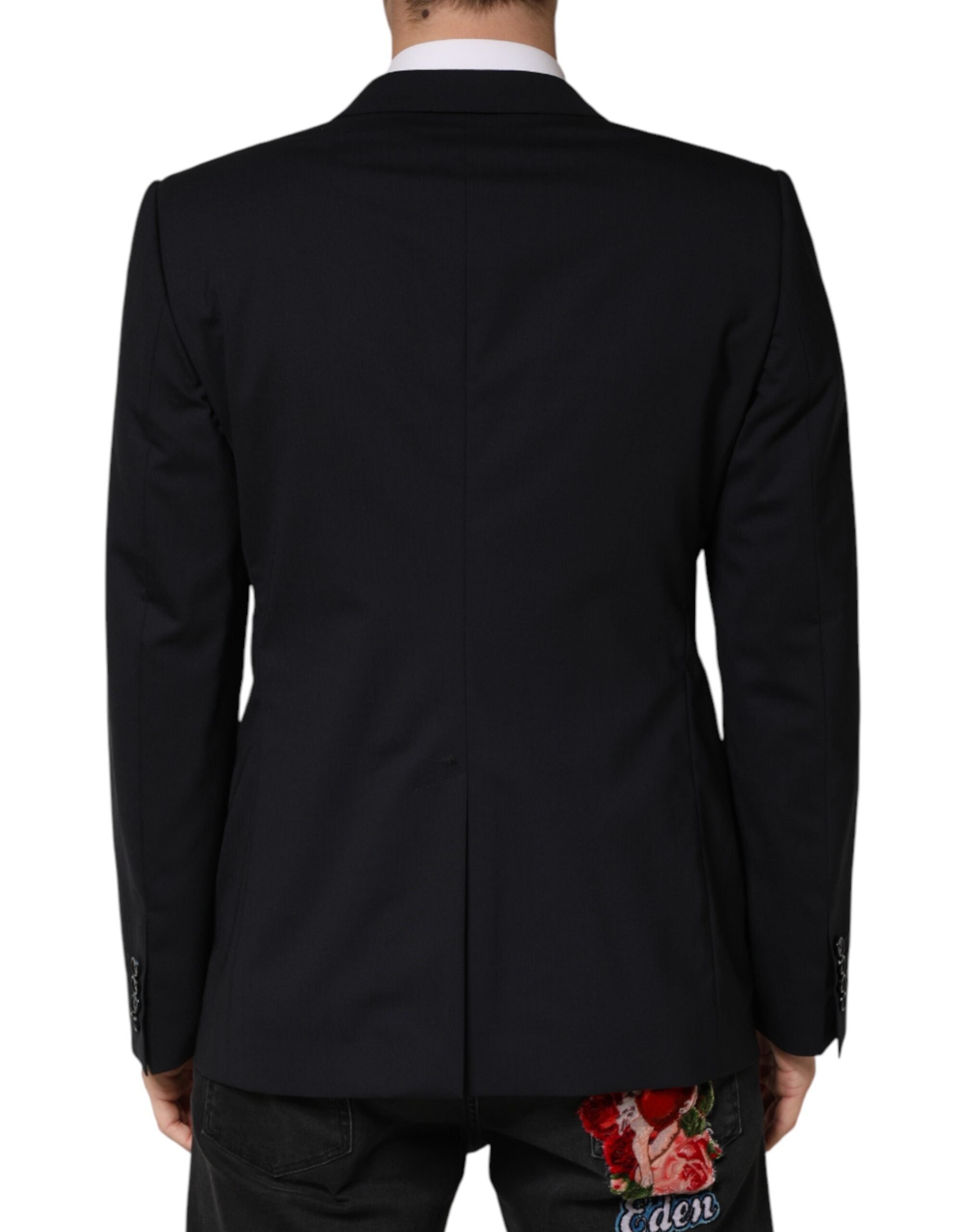 Dolce & Gabbana Dark Blue Wool Single Breasted 2 Button Blazer