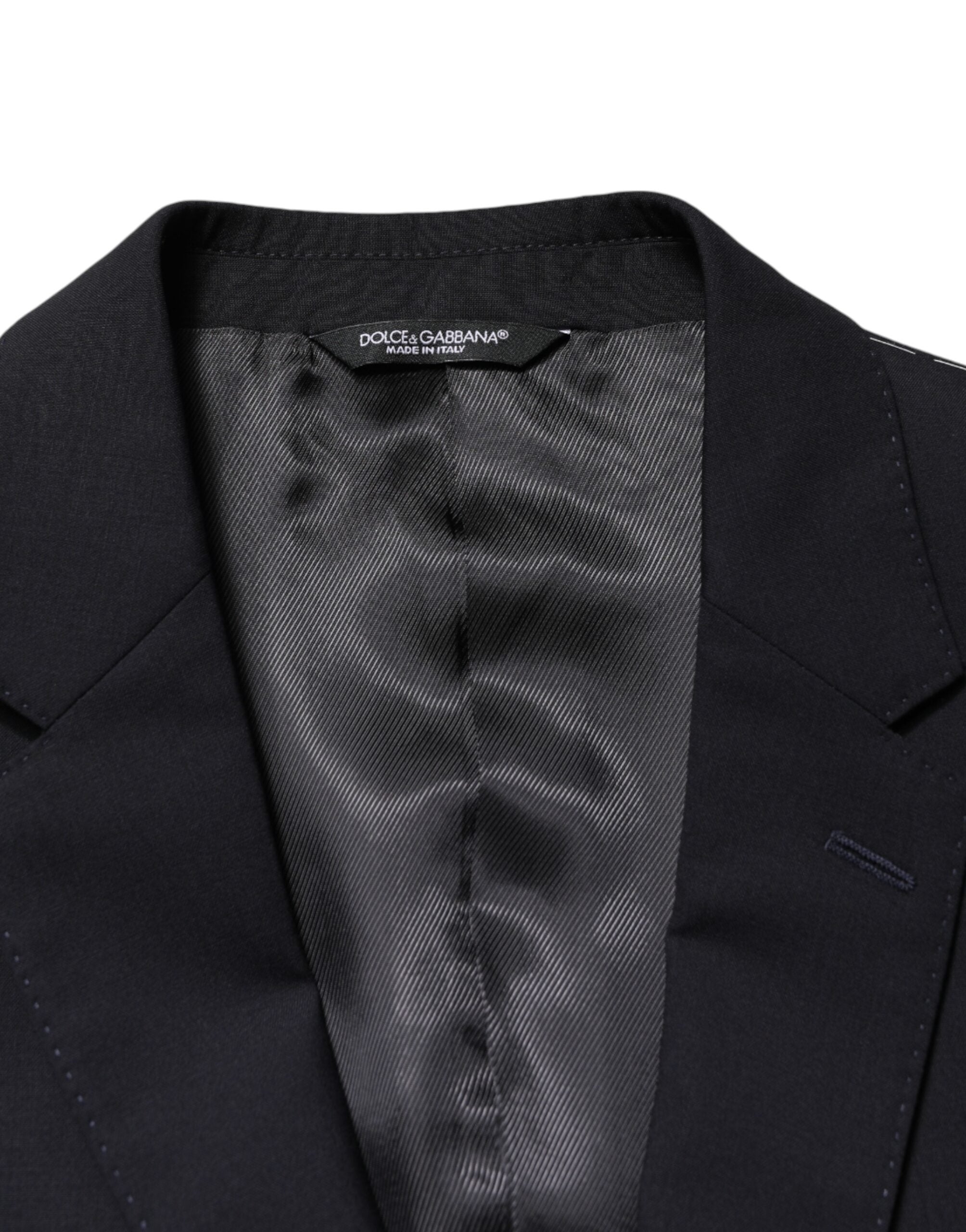 Dolce & Gabbana Dark Blue Wool Single Breasted 2 Button Blazer