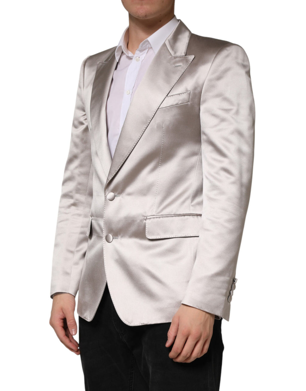 Dolce & Gabbana Silver SICILIA Single Breasted Jacket Blazer