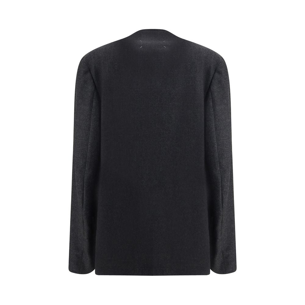 Margiela Gray Fleece Wool Full-Length Jacket