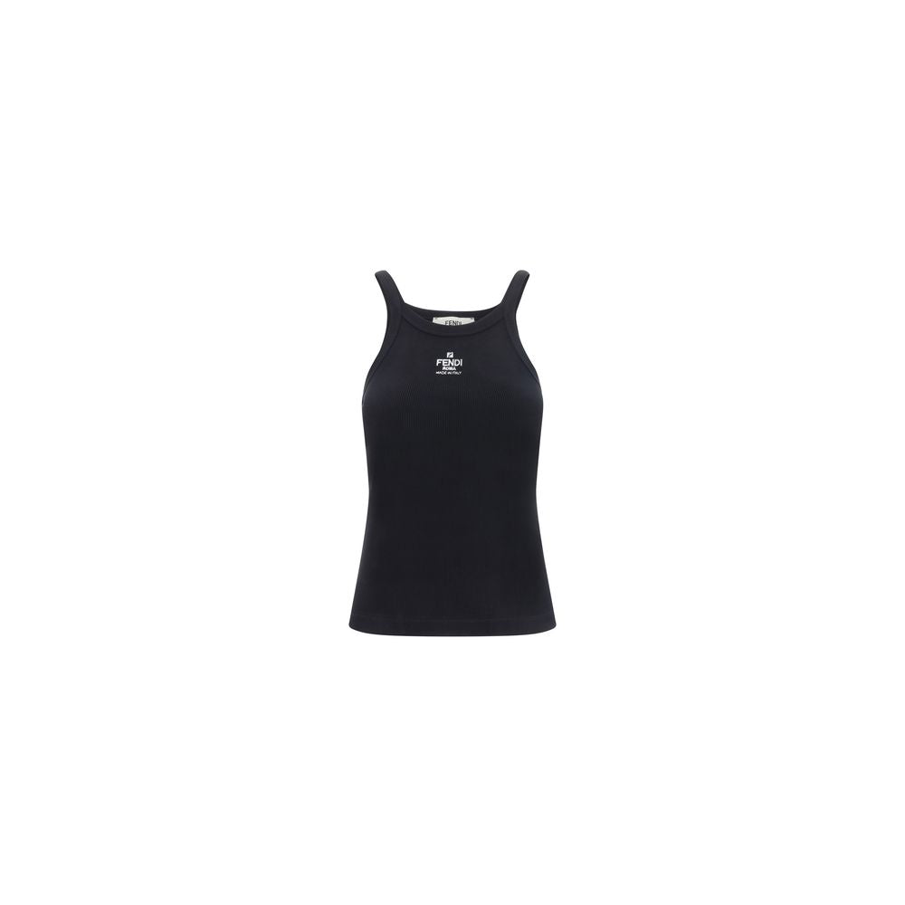 Fendi Black Cotton Sleeveles T-Shirt