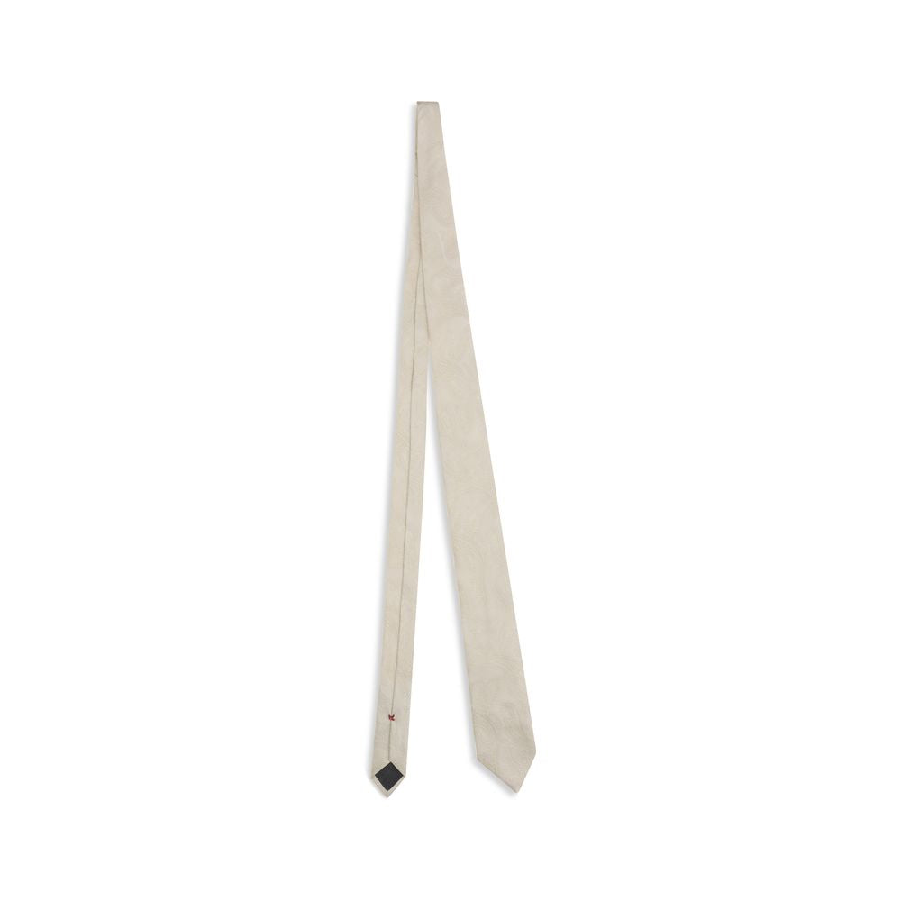 Brunello Cucinelli White Silk Tie