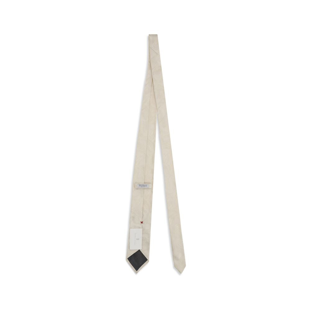 Brunello Cucinelli White Silk Tie